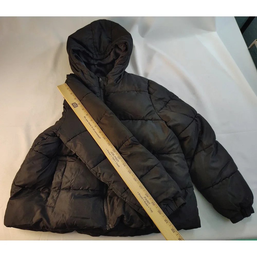 Swiss Tech Girls XL 14-16 Plus Puffer Jacket Black Hooded Fleece Lined Quilted